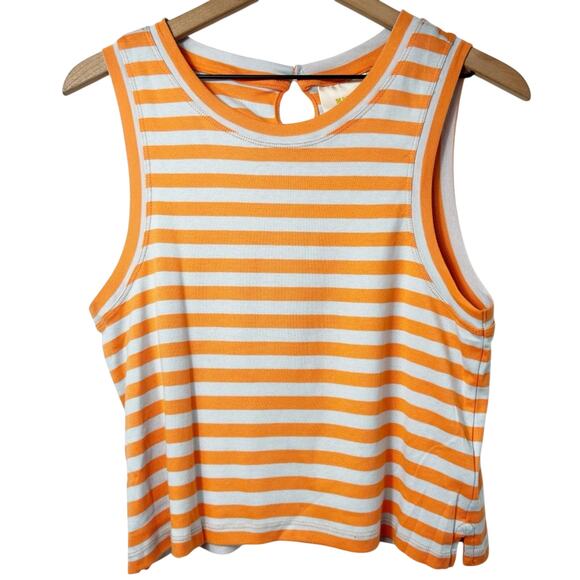 ANTHROPOLOGIE MAEVE ORANGE GREY STRIPED WOMEN TANK TOP SIZE MEDIUM - Picture 1 of 4
